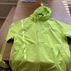 North Face neon green XL lightweight rain jacket